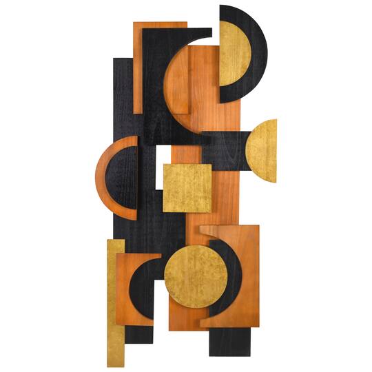 Empire Art Direct 24" x 48" Amber Embraces II Hand Made Dimensional Solid Wood Abstracts Wall Art